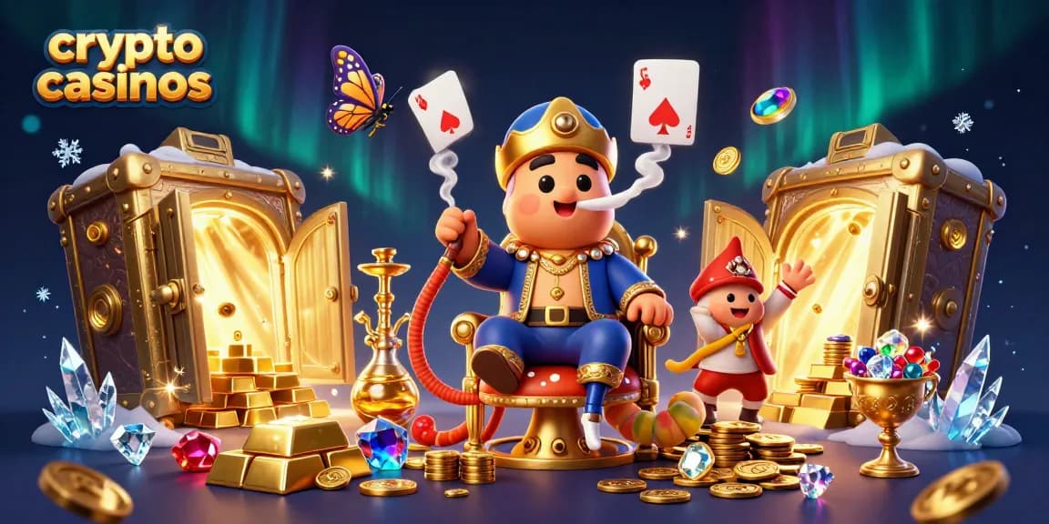 Groove sur les crypto casinos tout en jouant avec des symboles de poker et des joyaux étincelants.