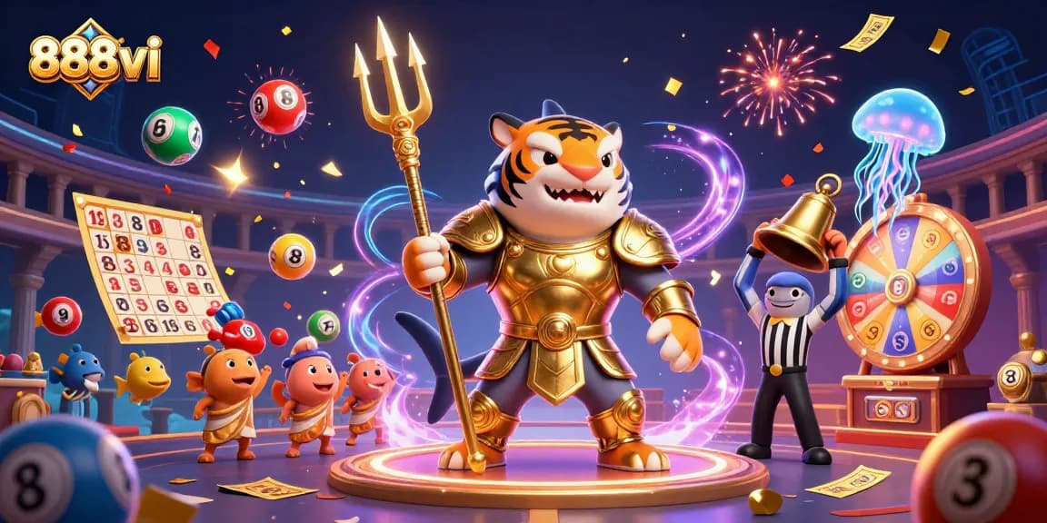 Win big with 888vi in a dynamic underwater casino scene filled with excitement and vibrant elements.