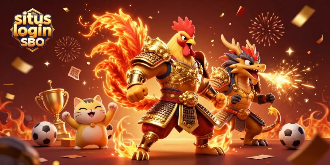 Engage in exciting sports betting with situs login SBO illustration showcasing vibrant characters.