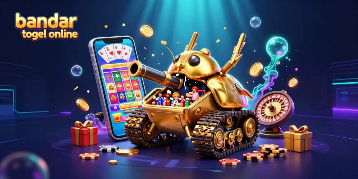 Experience thrilling wins at bandar togel online with an ultra-detailed 3D casino scene featuring slot games, coins, and vibrant excitement.