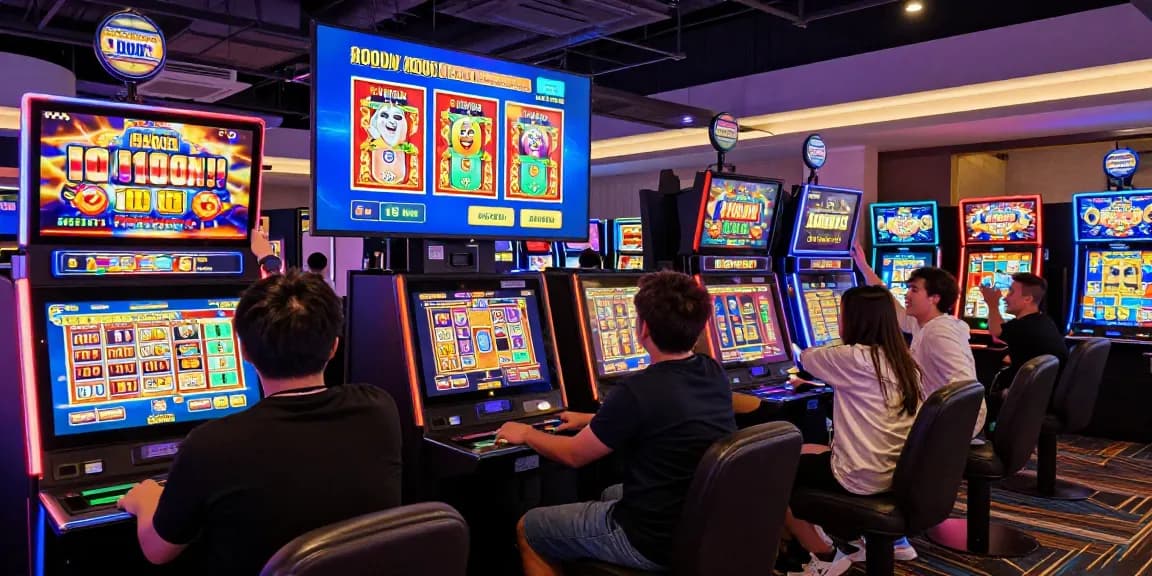Exciting gameplay on slot machines showcasing slot deposit 1000 in a vibrant casino.