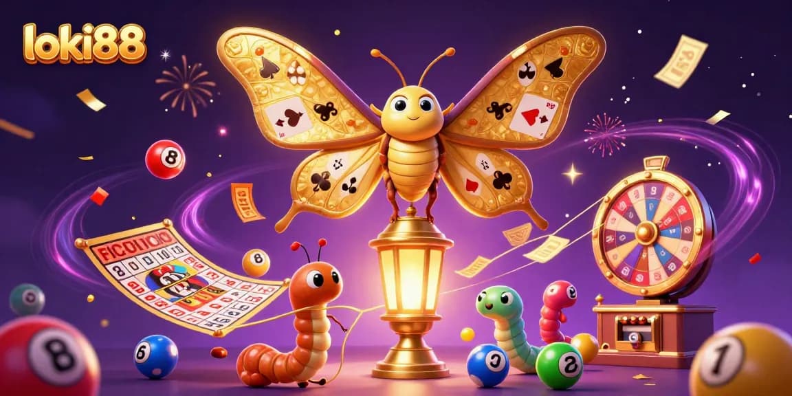 Experience loki88's vibrant casino world with a dazzling 3D illustration of lottery fun.