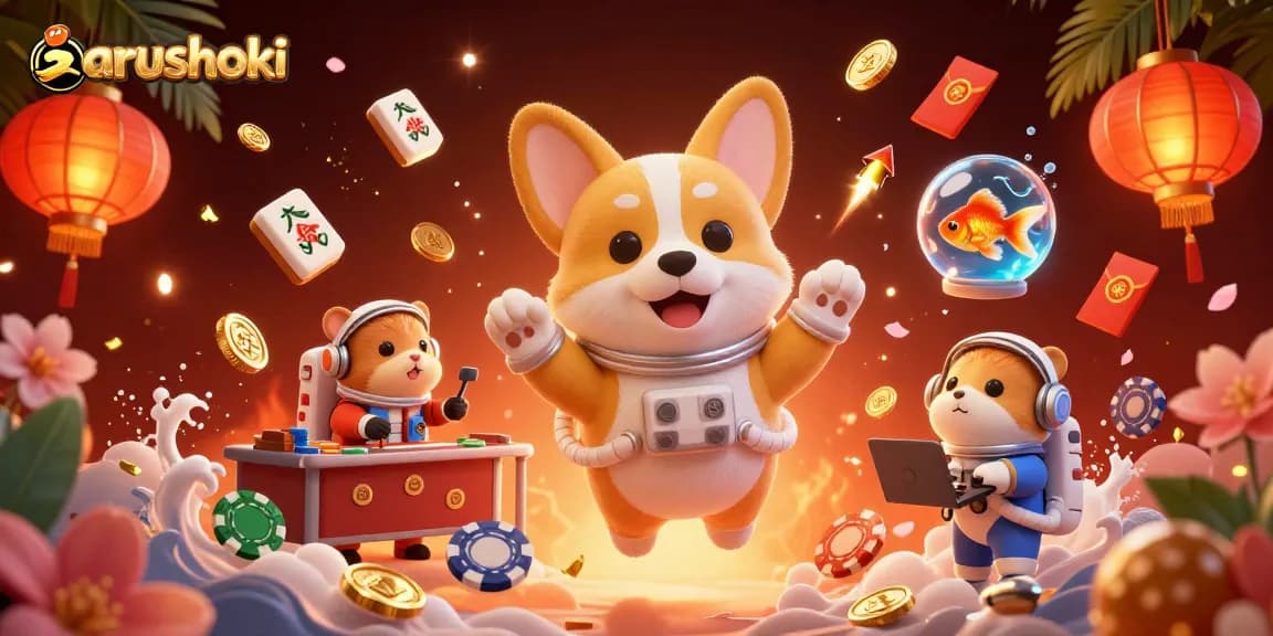 Permainan seru di ARUSHOKI: kasino luar angkasa penuh keberuntungan dengan kucing astronot.