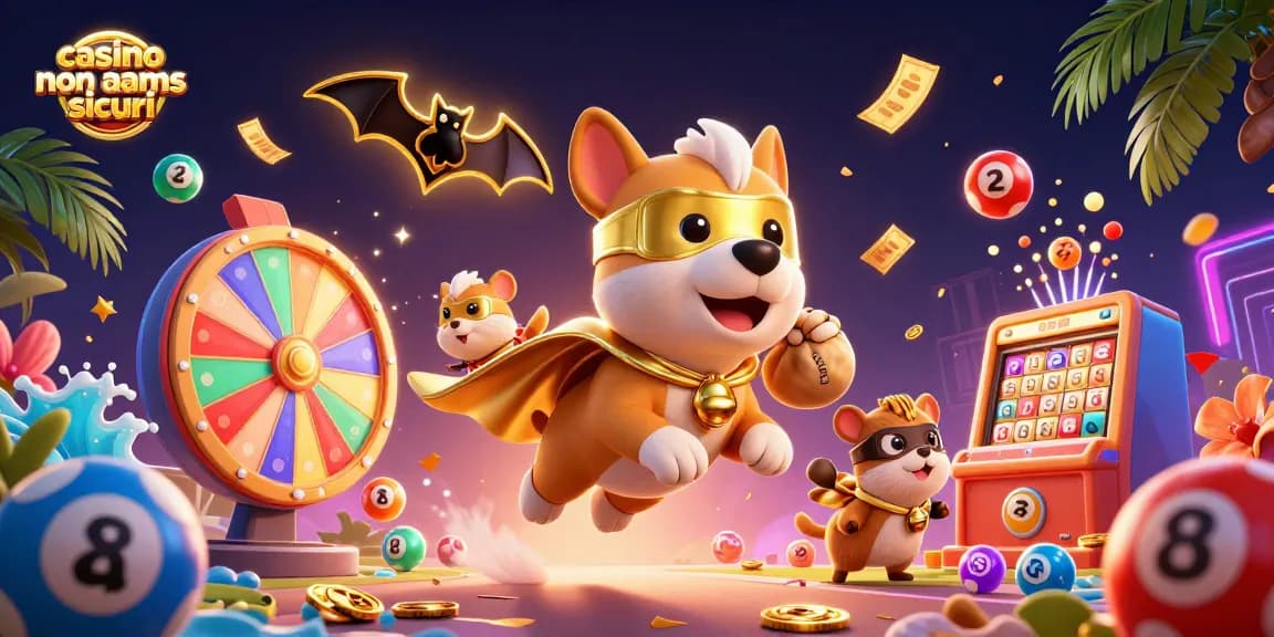 Interagisci con i casinò non AAMS sicuri mentre personaggi supereroi volano attraverso elementi di gioco vivaci e coriandoli