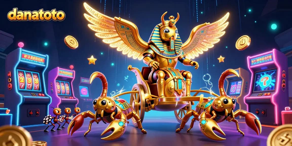 Experience thrilling gameplay at danatoto with a vibrant 3D illustration of unique casino characters and game elements.