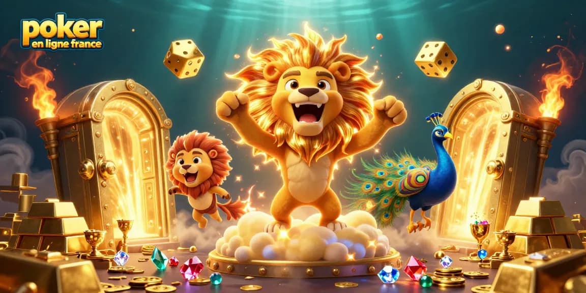 Découvrez le monde du poker en ligne France avec cette illustration dynamique et colorée.