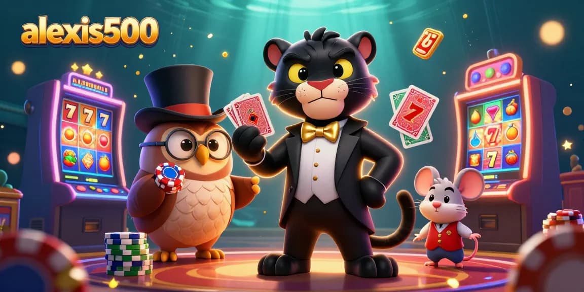 Experience exciting gameplay with alexis500's vibrant casino scene featuring a stylish panther and lucky symbols.