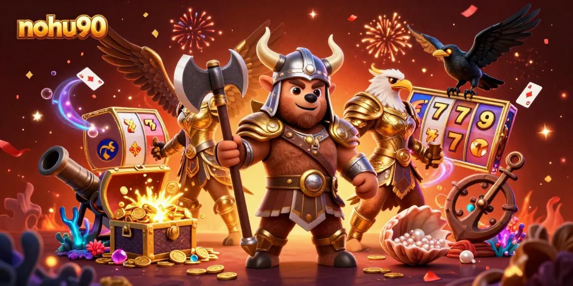 Experience thrilling wins at nohu90 with action-packed slots and casino elements in a dynamic 3D scene.