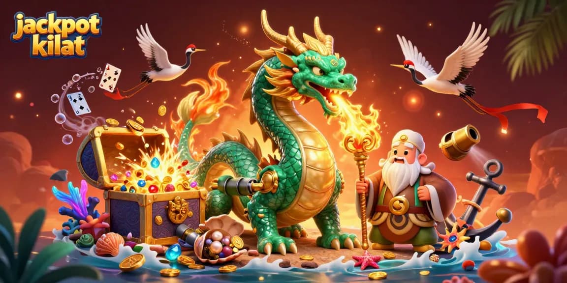 Experience big wins with jackpot kilat and mythical creatures in an engaging slot adventure scene.