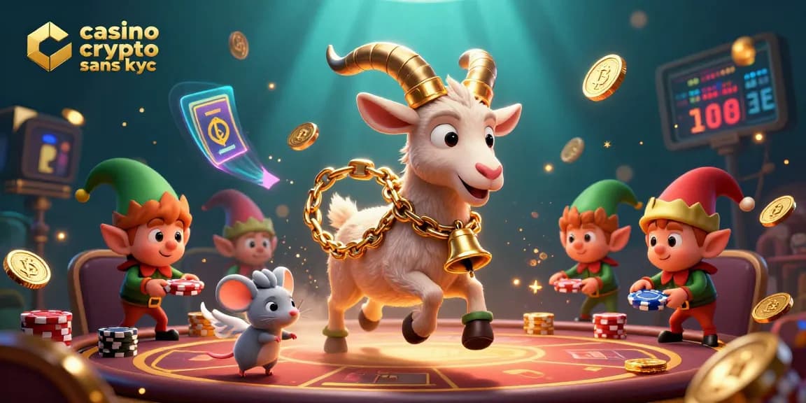 Jouez sans KYC dans un casino crypto animé avec une illustration 3D unique.