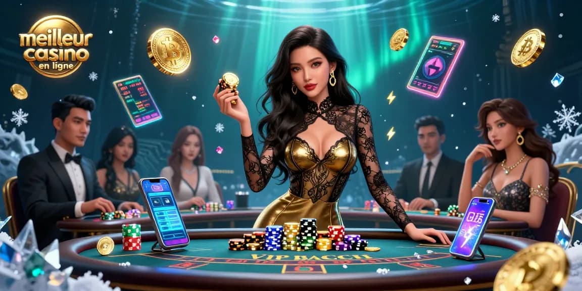 Vivez des jeux palpitants à la table de baccarat inspirée des meilleurs casinos en ligne avec une atmosphère glamour.
