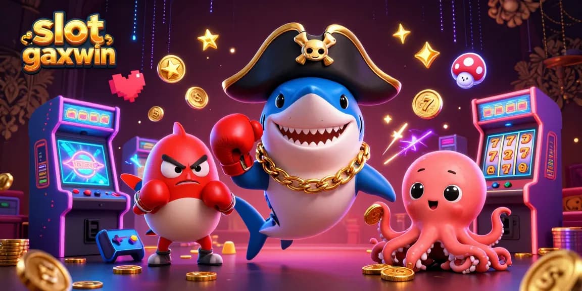 Terlibat dalam aksi mendebarkan dengan karakter slot gacor maxwin di tengah elemen kasino yang penuh warna dan harta karun emas.