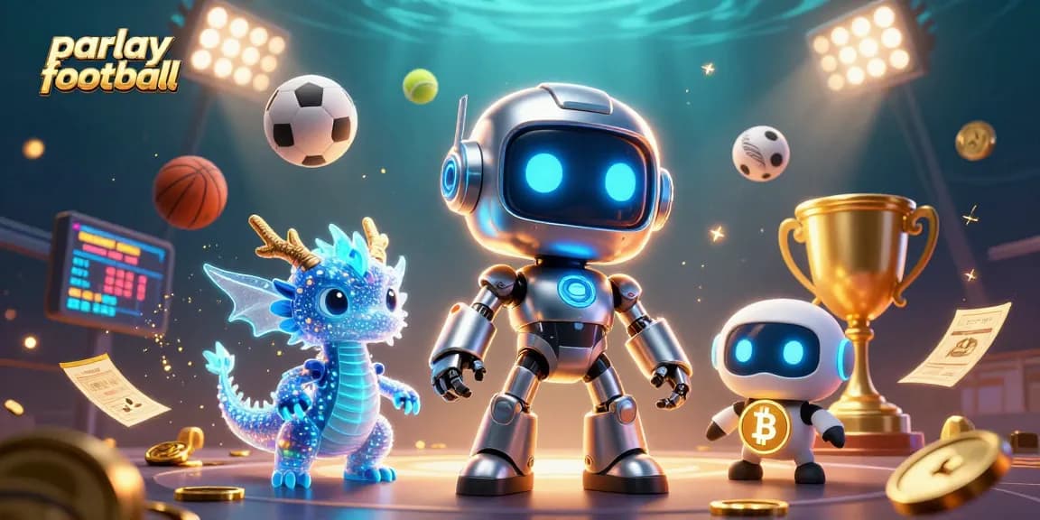 Betting on parlay football with dynamic sports elements and vibrant 3D characters