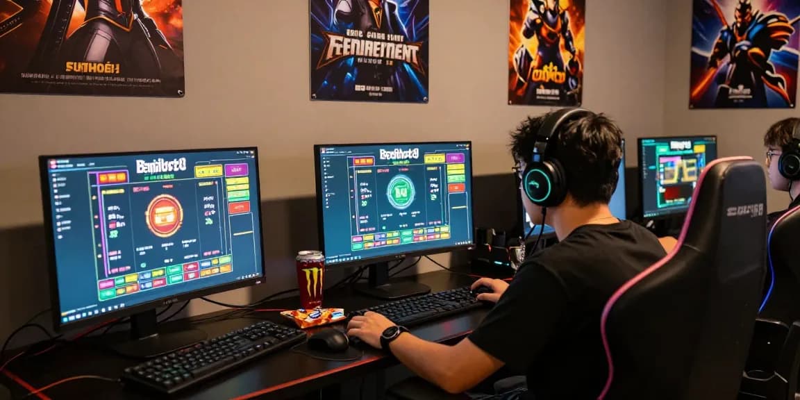 Engaging Benihtoto togel gameplay scene highlighting modern gaming setup with vibrant visuals.