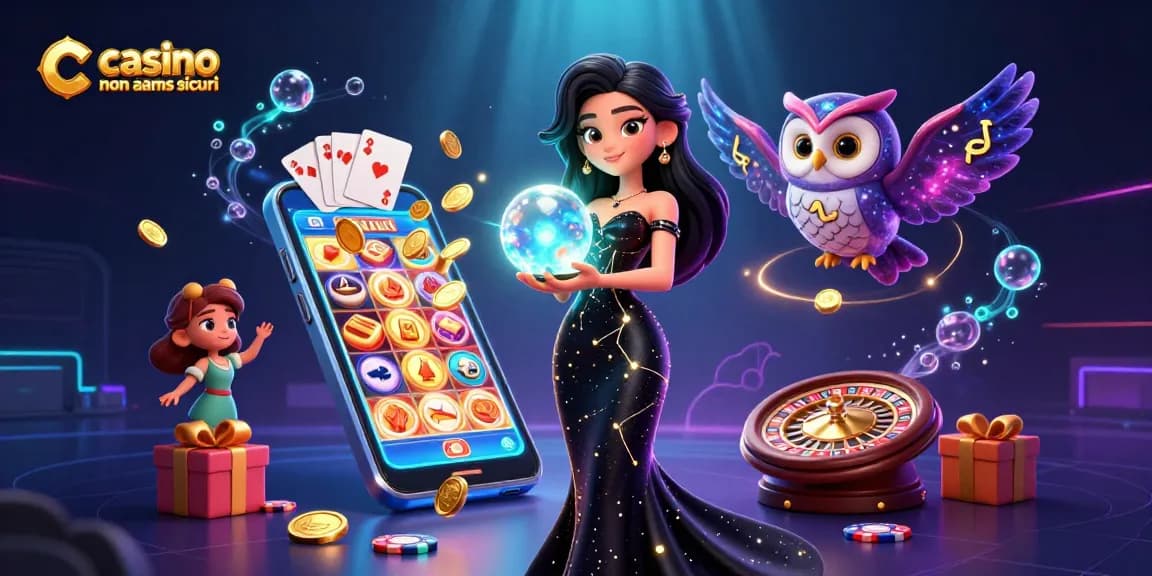Scopri il fascino dei casino non aams sicuri con una scena mistica in 3D piena di elementi di gioco emozionanti.