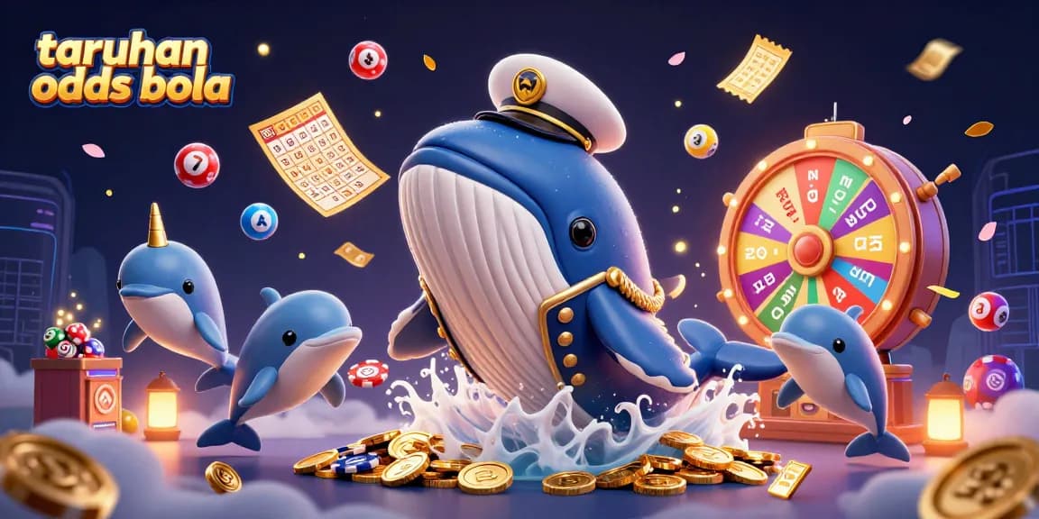 Engage with taruhan odds bola through vibrant 3D illustration of a whale in a casino scene.