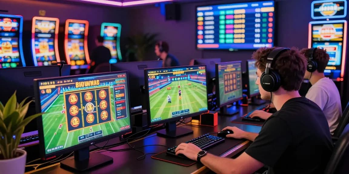 Engaged player at raja328 situs enjoying live sports betting in vibrant online casino.