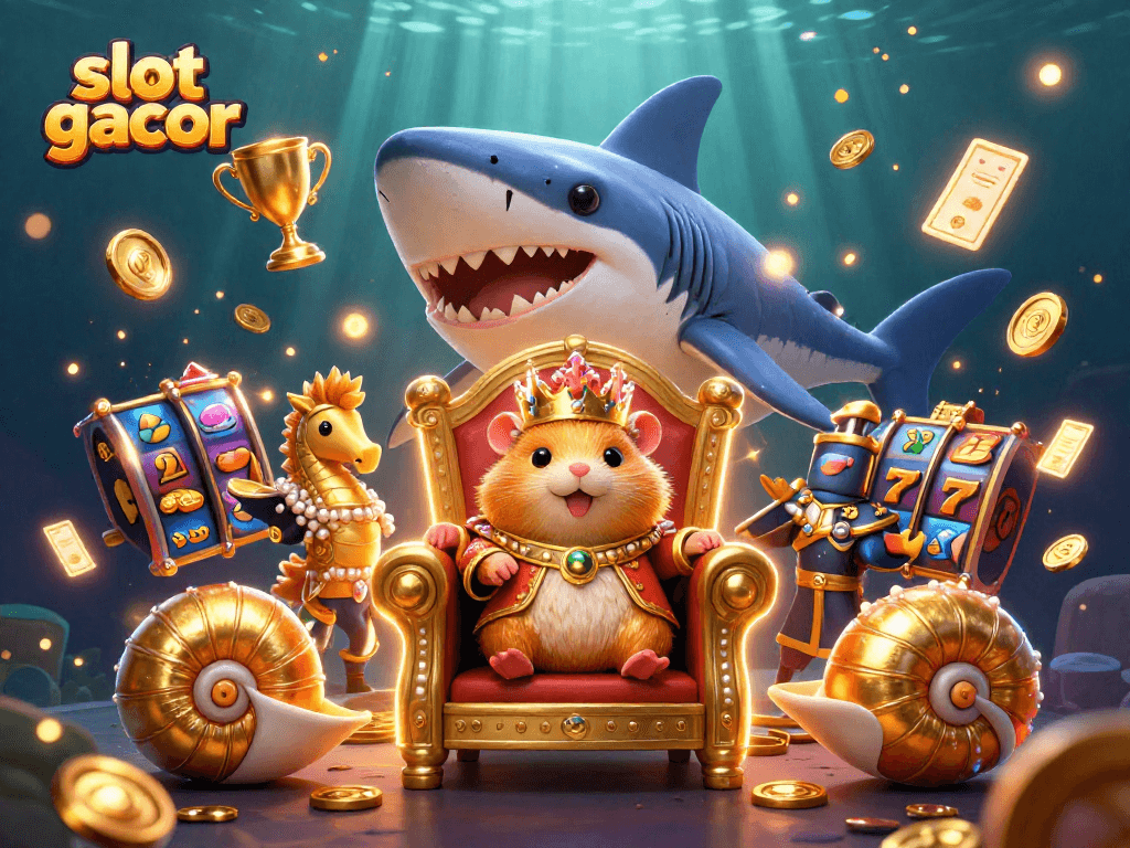 Experience excitement with slot gacor and engaging slot games in a vibrant 3D underwater scene.