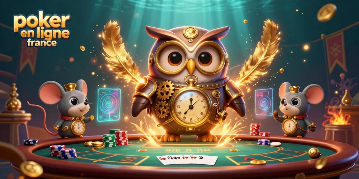 Jouer au poker en ligne France dans un univers de casino dynamique et coloré.