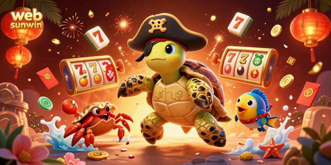 Join the excitement on web sunwin as cartoon characters celebrate gambling with vibrant 3D elements.