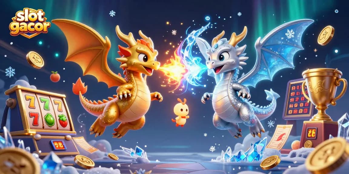 Experience thrilling slot gacor action with dragons, slot reels, and golden wins in a vibrant casino scene.