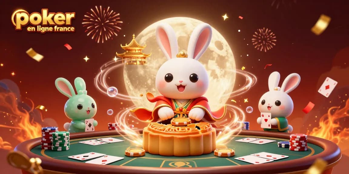 Jouer au poker en ligne France avec des personnages colorés autour d'une table de poker animée.