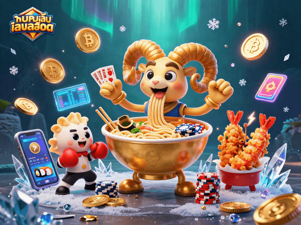 Engage in exciting ทดลองเล่นสล็อต action with vibrant 3D casino characters and crypto elements.