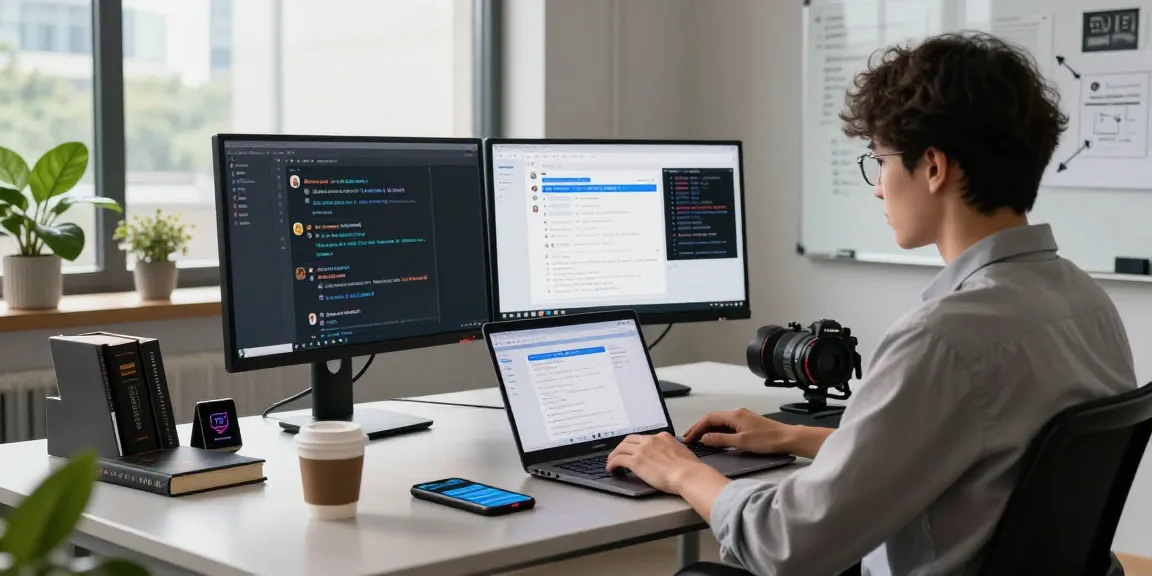 Professional engaging with 纸飞机中文版 in a modern workspace setup.
