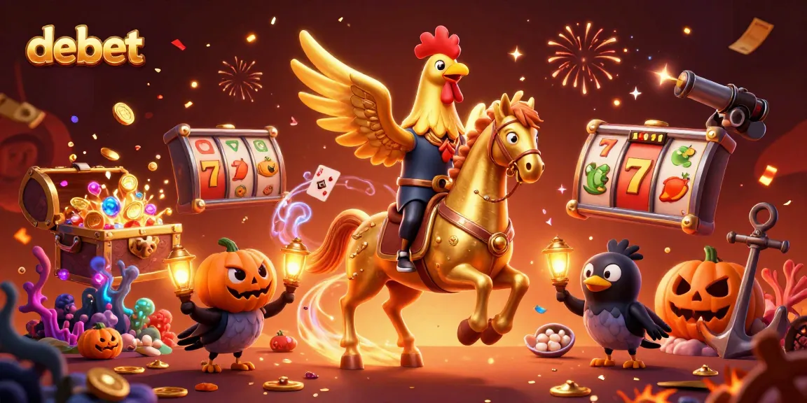 Experience the thrill of debet gameplay with a golden rooster and vibrant casino elements.