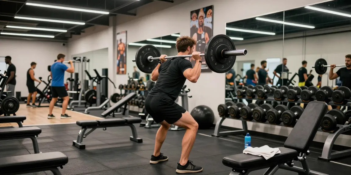 Driada Shop health-focused gym environment with an athlete weightlifting, showcasing fitness products.
