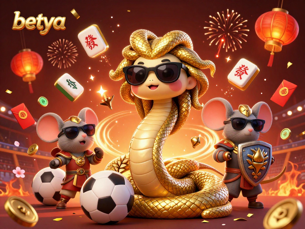 Betya showcases a lively 3D casino illustration with Medusa, a mouse warrior, and sports elements.