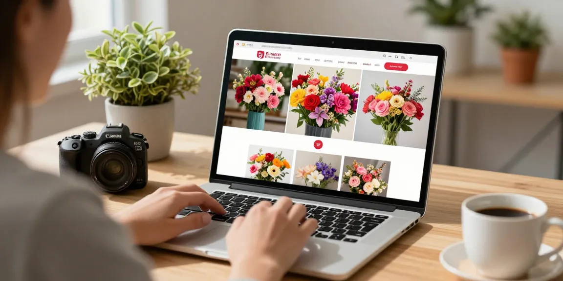 Engaging customer exploring MODALWD online flower shop and courses.