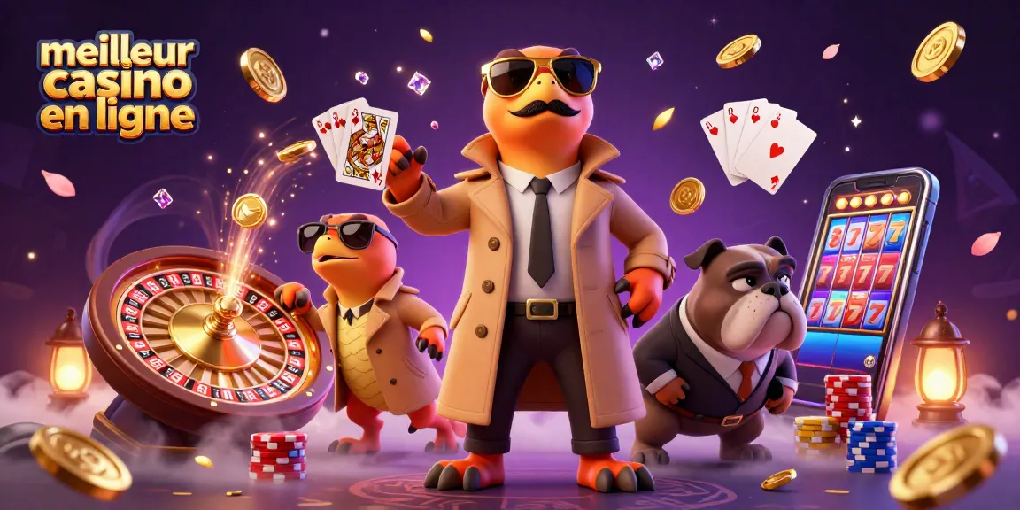 Venez jouer au meilleur casino en ligne avec nos raptors sur fonds scintillants de jetons et de pièces d'or.