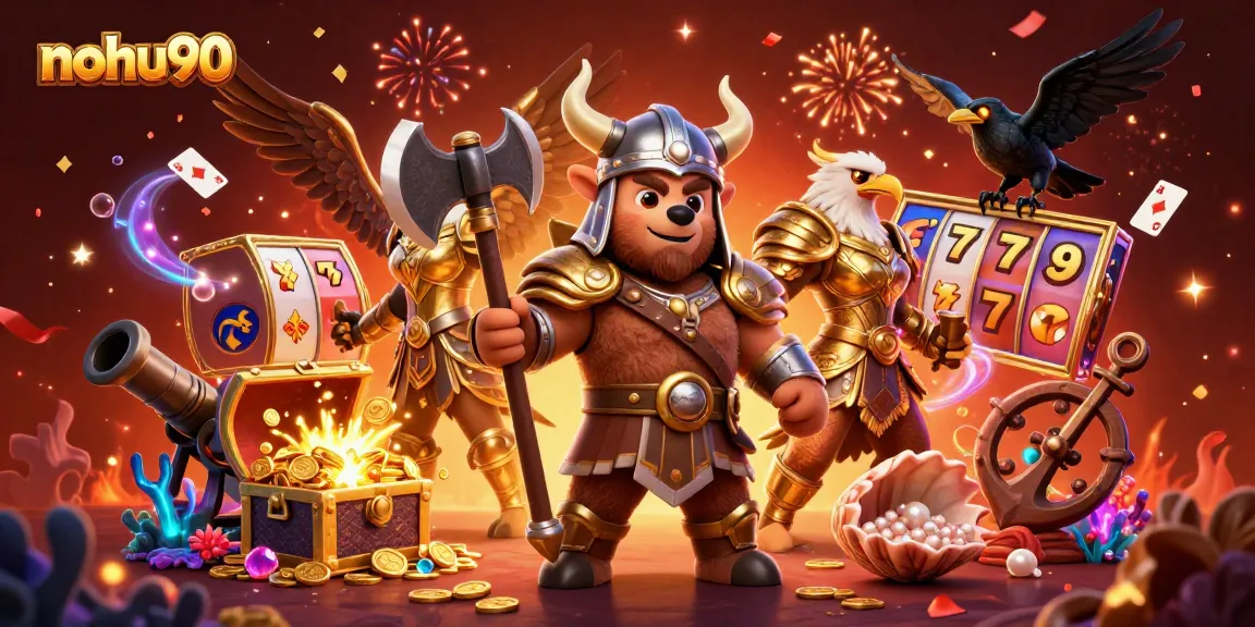Experience thrilling wins at nohu90 with action-packed slots and casino elements in a dynamic 3D scene.