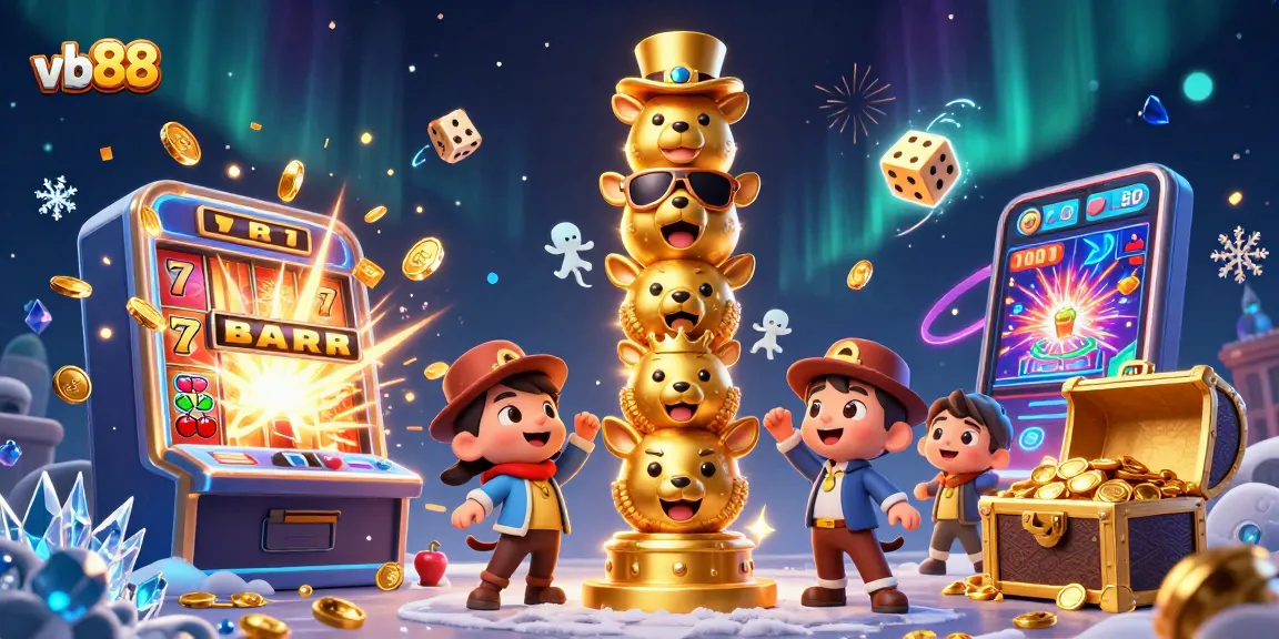 Experience excitement at vb88 with vibrant slot machine chaos and lively cartoon totem imagery.