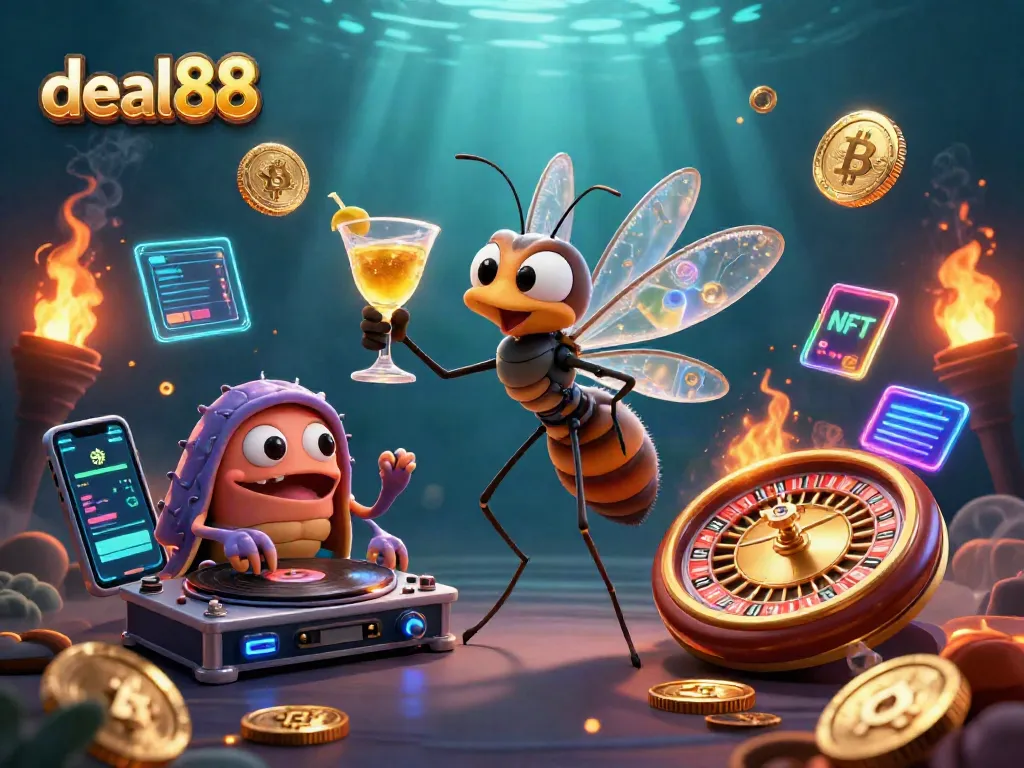 Experience thrilling gameplay at deal88 with a vibrant casino-inspired scene showcasing crypto elements.