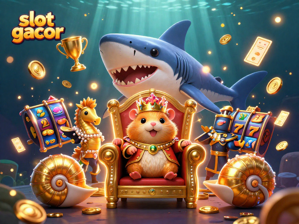 Experience excitement with slot gacor and engaging slot games in a vibrant 3D underwater scene.