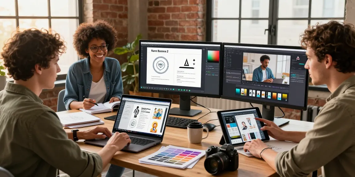 Creators collaborating in a bright studio using nano banana 2 for AI image editing and generation.