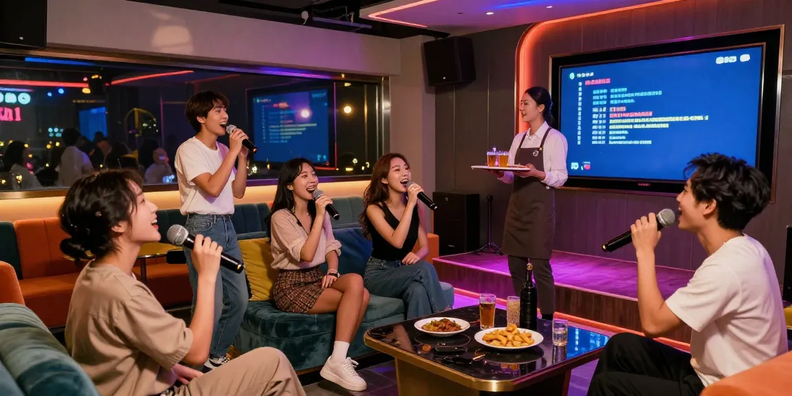 강남 달토 나이트라이프에서 친구들과 즐기는 활기찬 카라오케 장면
