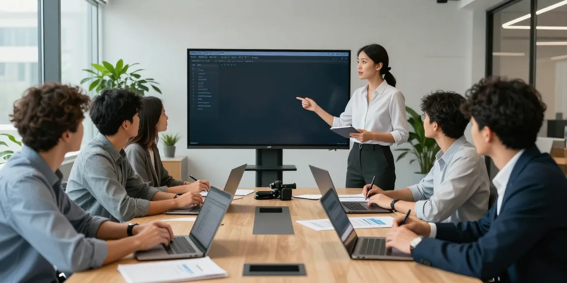 A diverse team collaborating in a modern office, discussing strategies for a b2b ordering platform.